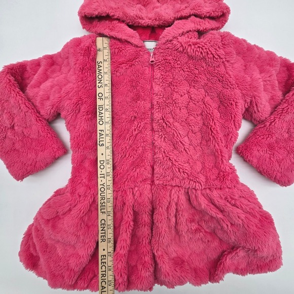 American Widgeon Kids Girls Pink Faux Fur Peplum Hooded Jacket Coat Size 6 - Picture 7 of 8
